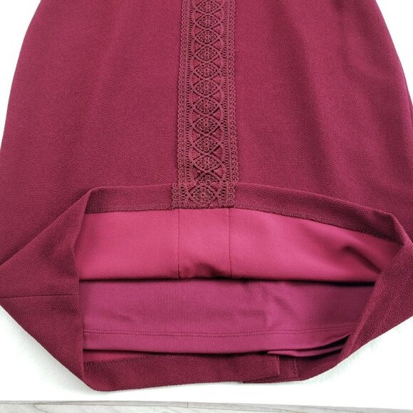 Karl Lagerfeld Lace Embroidered Dress Womens 8 Burgundy Knee Length 3/4 Sleeve - Picture 13 of 13